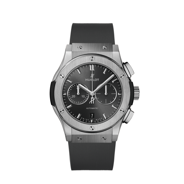 white CLASSIC FUSION CHRONOGRAPH TITANIUM RACING GREY on rubber 42 MM